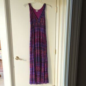 Sleeveless Weston Wear Purple and Pink Patterned Maxi Dress